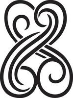 a black and white image of a heart with swirls vector