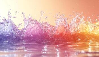 Vibrant colors in nature, water wave reflection beauty generated by AI photo