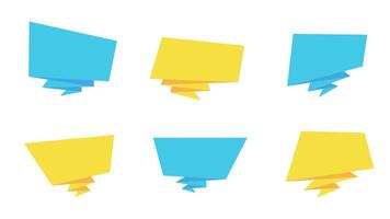 Abstract horizontal sale sticker set, color paper fold style promotion tag , flat festive promo offer collection, isolated geometric price label, rectangle web discount banner, illustration vector