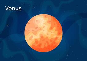 Star system planet Venus illustration. Galaxy space objects art on starry dark blue horizontal background with flat style star system planet Venus for space planetary design concept vector