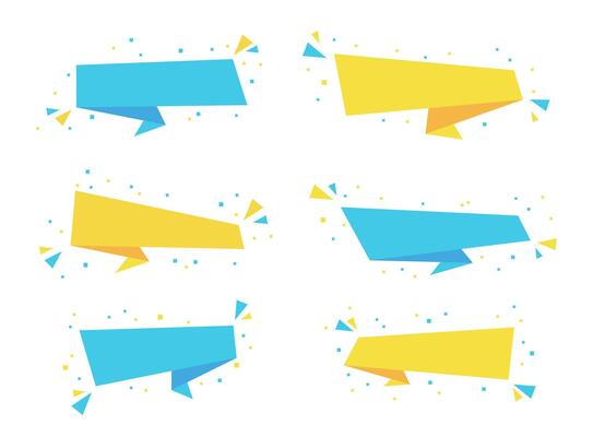 Horizontal geometric sale offer collection, web origami style price sticker, abstract flat promotion label, festive rectangle promo banner set, color isolated discount tag , graphic
