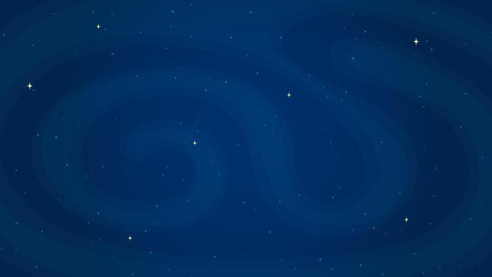 Starry night sky background illustration. Cartoon style night sky light horizontal graphic on dark blue background for astronomy wallpaper design or children science concept.