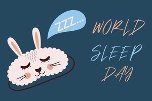 World Sleep Day. Eye mask for sleep during sleep in the shape of a rabbit. vector