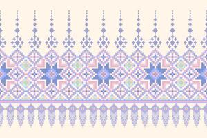 Geometric floral pixel art pattern background. vector