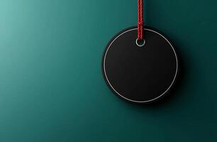Metallic circle hanging from rope in empty space generated by AI photo