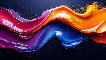 Bright liquid paint flowing in vibrant wave pattern generated by AI photo