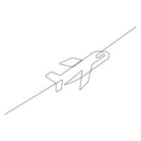 Continuous Aeroplan Line Art Design Minimalist One Line Aircraft Drawing vector