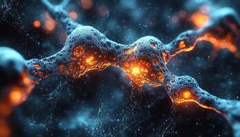 Futuristic glowing molecular structure in high scale magnification generated by AI photo