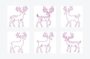 Elegant Reindeer Line Art Minimalist Christmas Design Single Line Illustration vector