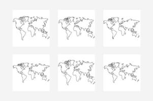 Minimalist Line Art World Map on White Background Simplified Abstract Design vector