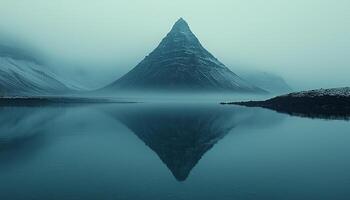 Majestic mountain peak reflection in tranquil water landscape generated by AI photo
