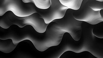 Smooth wave pattern decoration in futuristic dark space generated by AI photo