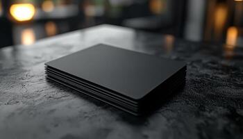 Modern office desk with stack of blank books generated by AI photo