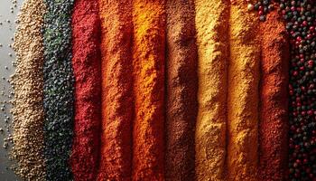 Vibrant colors in a row create celebration backdrop generated by AI photo