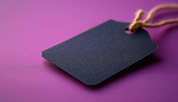 Purple string on blank paper, focus on foreground generated by AI photo