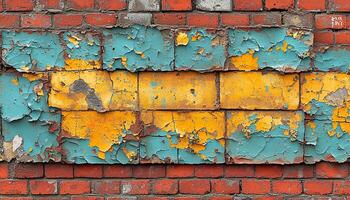 Dirty old wall with rusty brick pattern backdrop generated by AI photo
