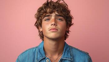 Cute boys looking at camera with confidence and happiness generated by AI photo