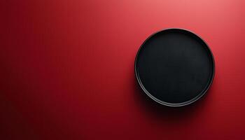 Shiny metal circle on blank steel backdrop wall generated by AI photo