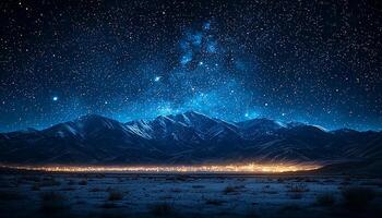 Milky way galaxy star space mountain nature landscape generated by AI photo
