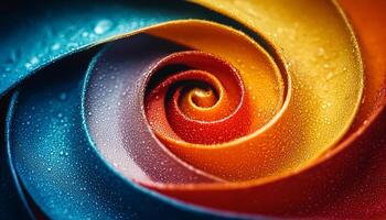 Bright swirling circle pattern decoration on smooth backdrop generated by AI photo