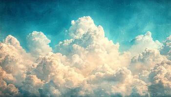 Fluffy clouds float high in the summer sky generated by AI photo