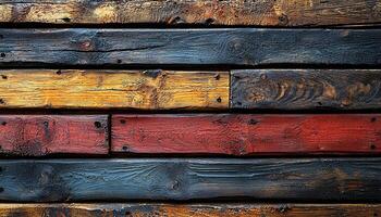 Old weathered wood plank wall in rustic building feature generated by AI photo