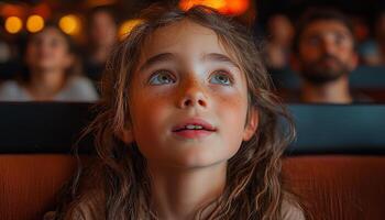 Smiling child looking at camera, cute innocence portrait generated by AI photo