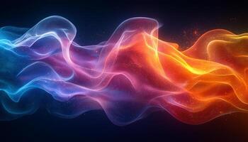 Glowing nebula in dark galaxy, smooth wave motion generated by AI photo