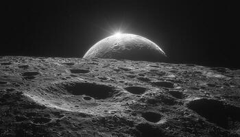 Exploration of dark space, orbiting satellite in orbit generated by AI photo