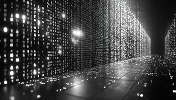 Glowing futuristic data pattern in dark digitally generated image generated by AI photo