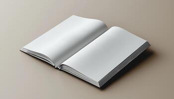 Learning from literature, studying blank textbook in library generated by AI photo