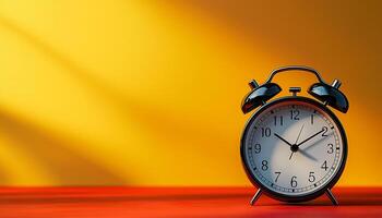Waking up to old fashioned alarm clock bell generated by AI photo