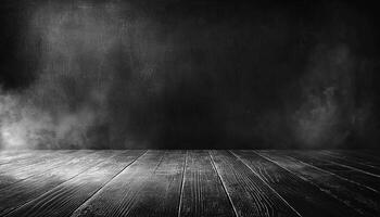 Dark backdrop wood flooring indoors empty dirty grunge generated by AI photo