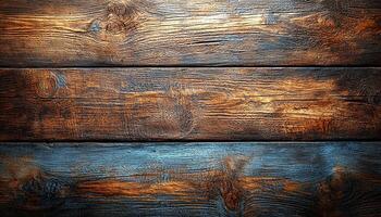 Old rustic wood plank table with rough pattern generated by AI photo