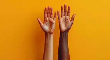 Unity in teamwork, reaching for success together, inspiration generated by AI photo