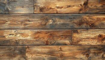 Old rustic wood plank flooring table wall backdrop generated by AI photo