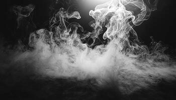 Burning flame shapes flowing in smooth, mysterious fog generated by AI photo