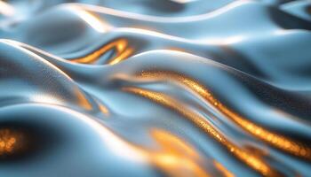 Shiny metallic wave pattern on futuristic glowing backdrop generated by AI photo