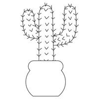 Simple cute cactus in doodle style. illustration isolated on white background. vector