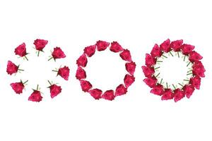 Set of rose wreaths in polygonal style. illustration isolated on white background. vector