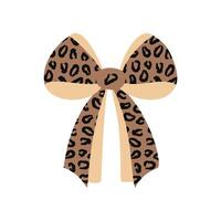 A cheetah textured vintage bow or ribbon in a flat style vector