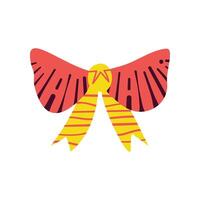 A red and yellow bow with a yellow stripe vector