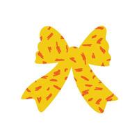 An yellow textured retro bow or ribbon in a flat style vector