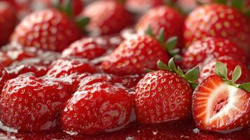 Homemade strawberry jam fills the kitchen with sweet aromas photo