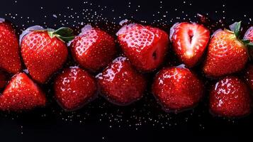 Juicy strawberries soaked in syrup create a tantalizing visual delight photo