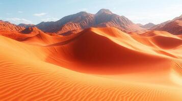 Shifting sands create mesmerizing patterns as sunlight illuminates the desert landscape photo