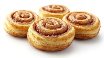 Mouthwatering cinnamon rolls with a swirl of rich filling, golden and fluffy photo
