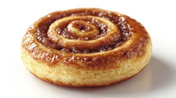 Warm cinnamon roll with a golden crust and sweet filling ready to be enjoyed photo