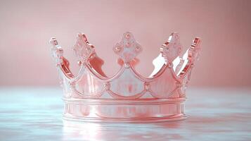 The transparent crown shines elegantly, reflecting soft light on a smooth surface photo