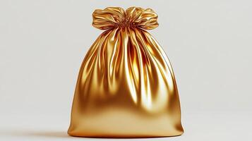 A stunning gold bag, its fabric gleaming, suggests luxury and allure in its simplicity photo